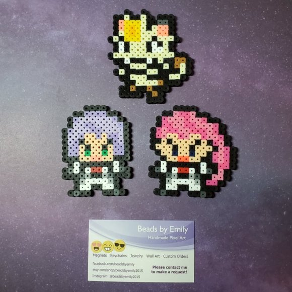 Meowth & Team Rocket Magnets - Pokemon Home Decor - Game Room - Kids Room - Picture 2 of 6